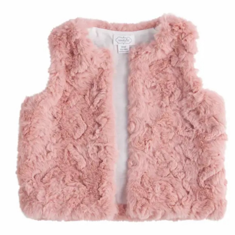 Mud Pie Blush Pink Baby Faux Fur Vest
